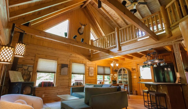 New! Private Riverfront Log Cabin near Dahlonega - Hot Tub, Firepits, and more!