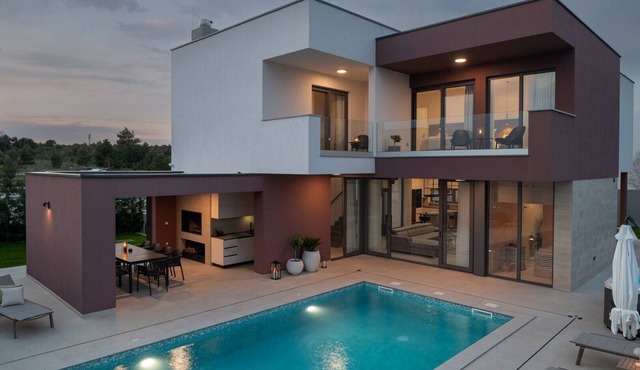 New Villa 55-Vrsi heated pool jacuzzi sauna bbq sea view