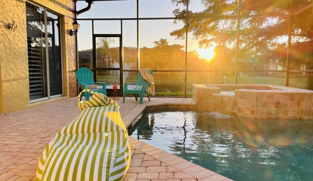 NEW! Villa at Rapallo! Lakeview! Walk to Coconut Point Mall. Private pool. Gated
