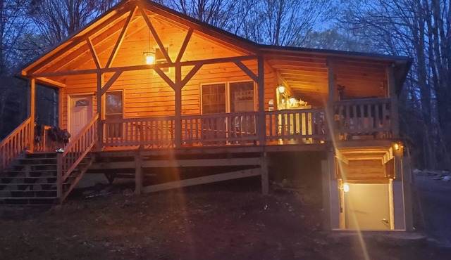 Newly built cabin in cozy wooded setting