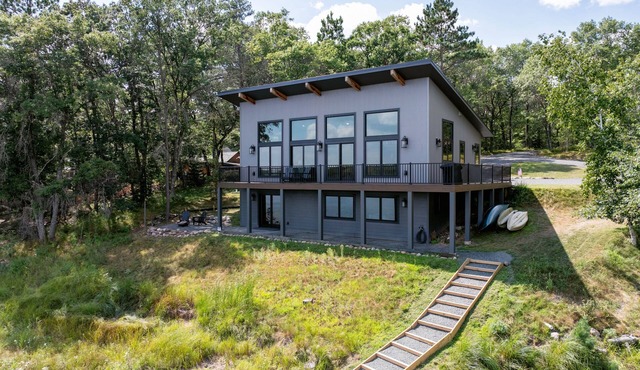 Newly built cozy 4-bedroom cabin steps from Horseshoe Lake in Minong, Wisconsin