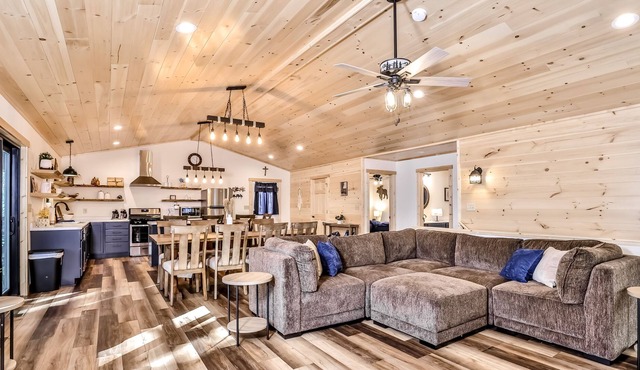 Newly built wilderness retreat with a balcony, grill, firepit, game room, and AC