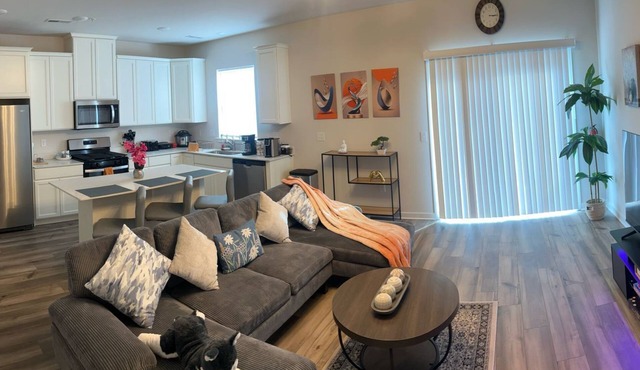 Newly Constructed 3-bedroom townhome with AC, WiFi,Smart TVs, Garage Opener