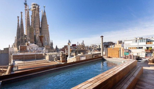 Next to the Sagrada Família with terrace and shared swimming pool and privileged views.