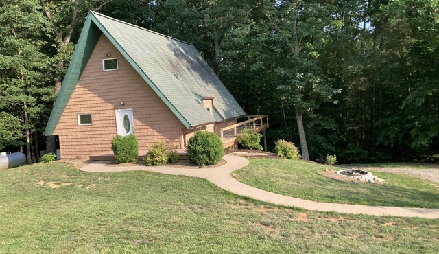 Nice A-Frame cabin located in an isolated area. Borders Patoka Lake property.