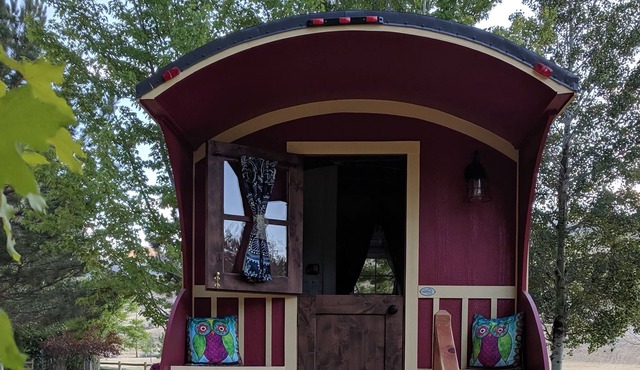 No Fees! Riverfront Red Gypsy Wagon on Mini Donkey Ranch!