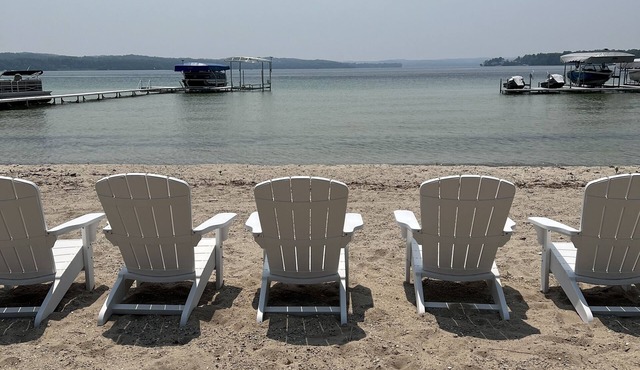North Lake Leelanau carriage/cottage. Sandy beach front on North Lake Leelanau.