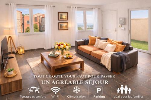 Nouveau - L'Ensoleillé Terrasse & Atypique - 10 Min Plages - Serenité & Confort - IDEAL FAMILLE Parking et Wifi Gratuit - OFFRE SPECIALE