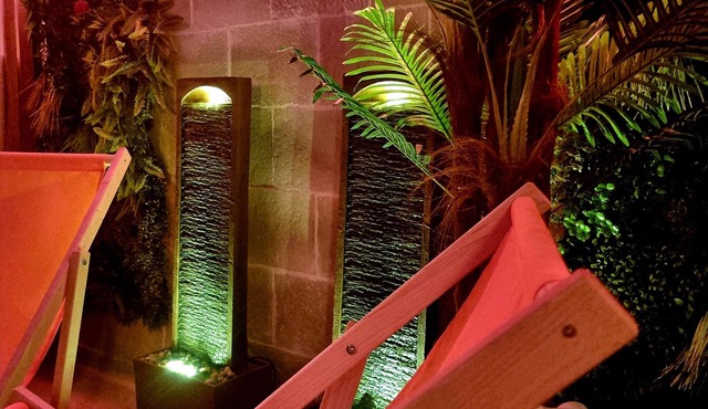 Oasis, and its inflatable boat