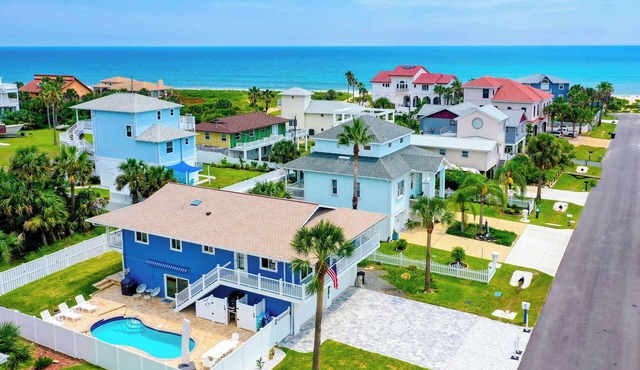 Ocean Blue – Coastal Haven w/Private Pool, Golf Cart, & Steps to the Beach!
