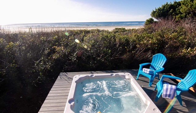 Ocean Front Log Home on a Sandy Beach, Private! Dog Friendly!