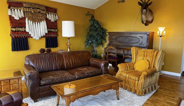 Ocean view 70s-themed home with beach access, grill, funky interior, & W&D