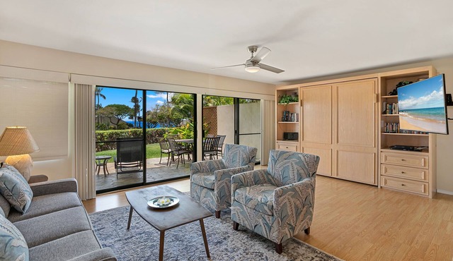 Ocean-View Ground Floor Condo ~ No Stairs ~ Murphy Bed ~ Maui Kamaole I-103