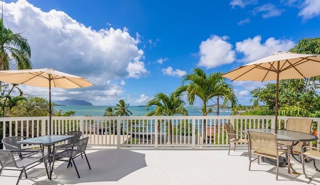 Ocean-view home with outdoor dining, grill, & W/D - short drive to beaches