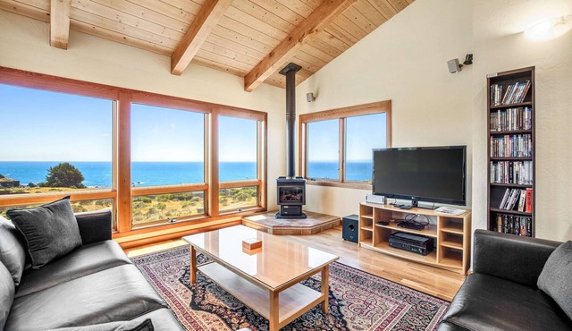 Ocean-view home with private hot tub near Pebble Beach