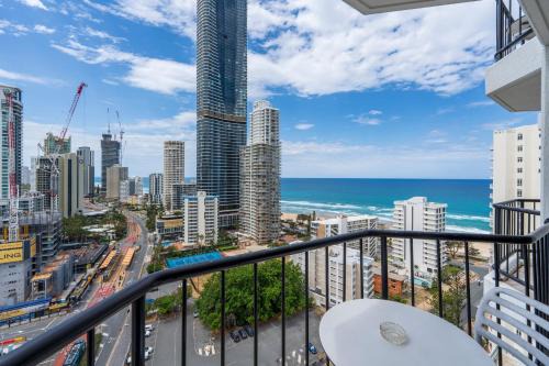 Ocean-view hotel room on Level 17 in central Surfers Paradise