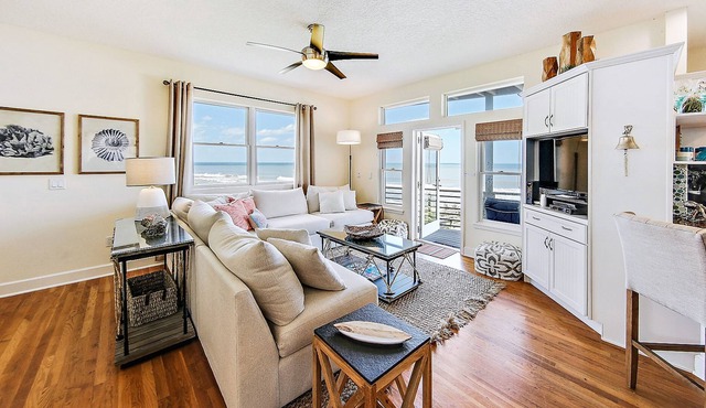 Oceanfront, 3-story home with direct beach access, balconies & great views