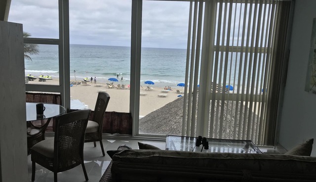 Oceanfront condo, beach, pool. 4 eateries on premises. Rent kayaks and jet skis.