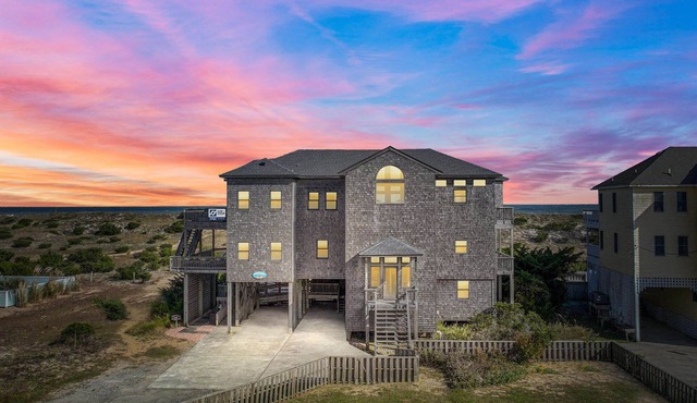 Oceanfront Home in Salvo with Private Pool, Hot Tub, and Theater Room