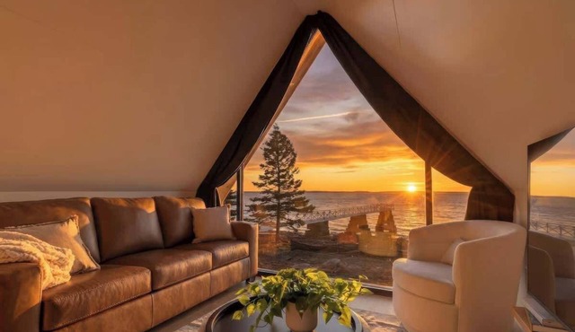 Oceanfront Sunset Luxury Cabin + Beach and Dock