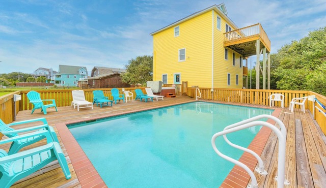 Oceanview and Dog Friendly Home in Buxton w/Private Pool, Hot Tub, Game Room