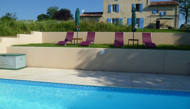 Old farmhouse in open country with stunning views and private pool