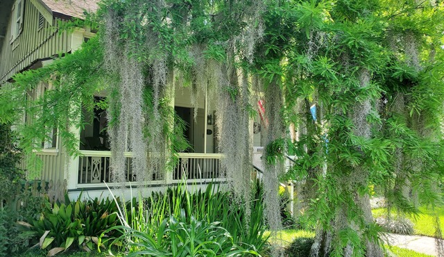 Old Mandeville guesthouse with New Orleans style courtyard 1 block from Lake.