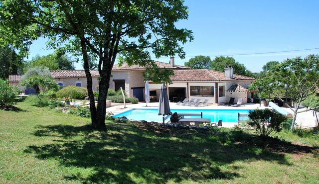 Old stone farmhouse in a quiet location with large heated pool.
