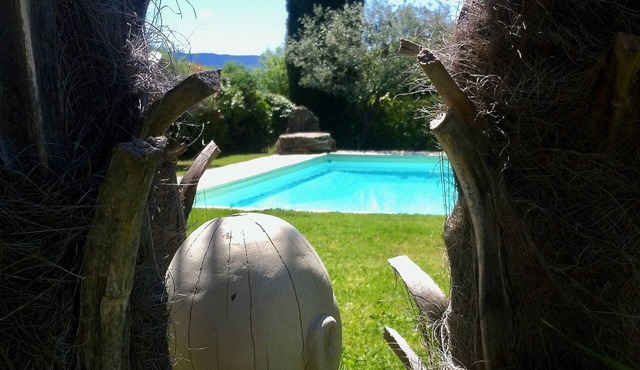 Old stone farmhouse in Drôme Provençale with outdoor swimming pool and gardens