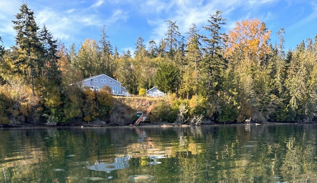 Olympic Forager House + Cabin on tranquil Sequim Bay with hot tub & kayaks