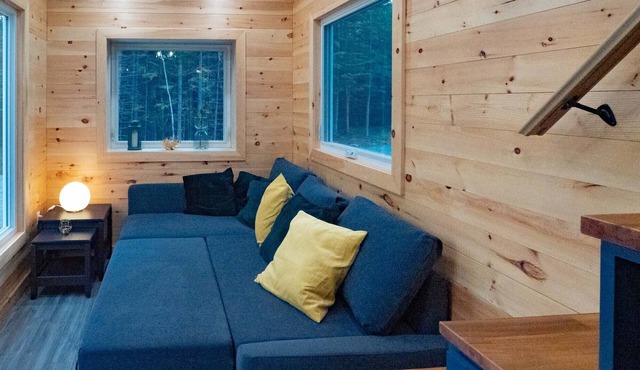 On a perfect canoe river secluded in the woods but close to amenities and town