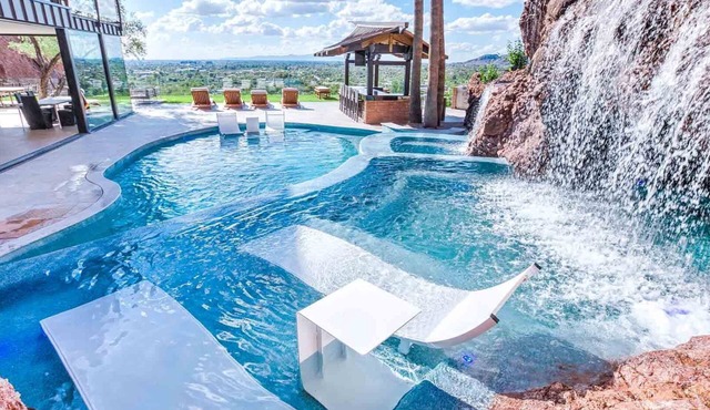 On The Rocks - 6BR Estate w/Mountain Pool, Waterfall & Fire Lounges