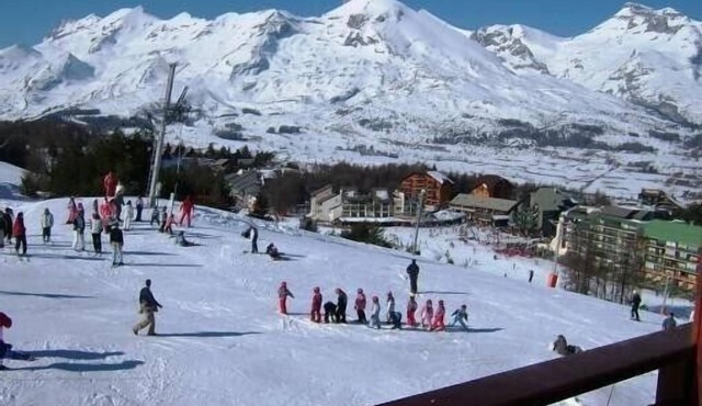 on the slopes with panoramic views of the area