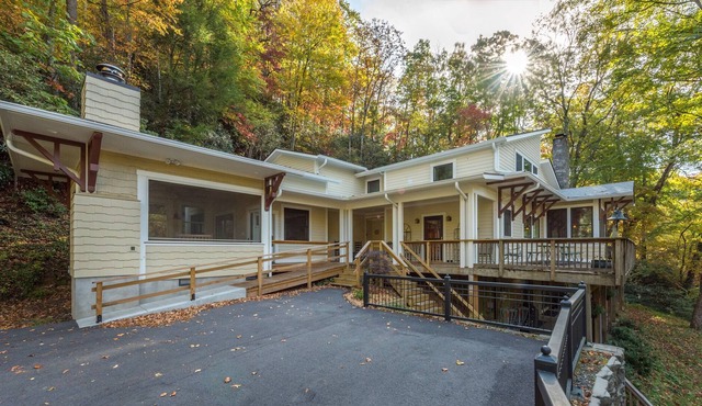 One Acre Wood | Spacious & Pet-friendly Montreat Home Overlooking Creek