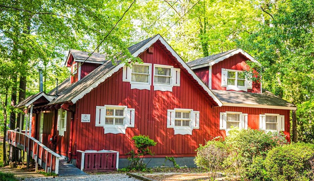 One of a kind our Mini Lodge Chalet directly across from our pool!