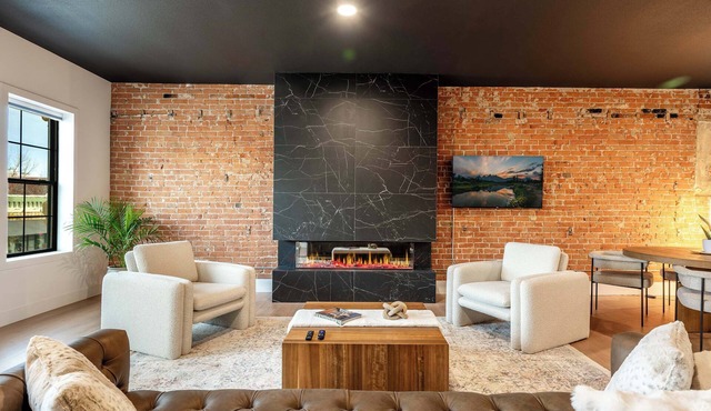 Onyx | Luxury Executive Loft Overlooking Main | Vibrant Fireplaces, King Bed