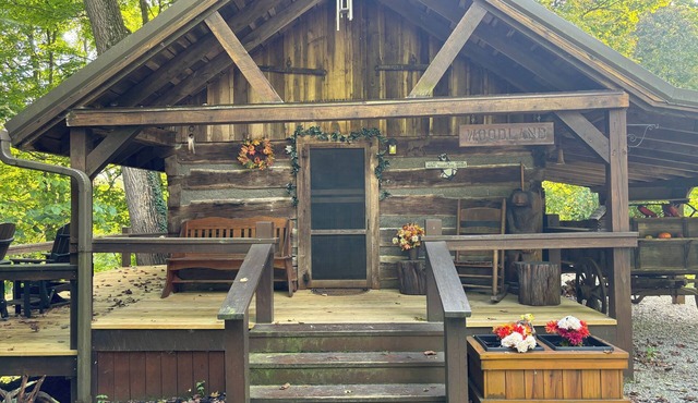 Original 1850's log cabin butted up to the Hoosier National Forest.