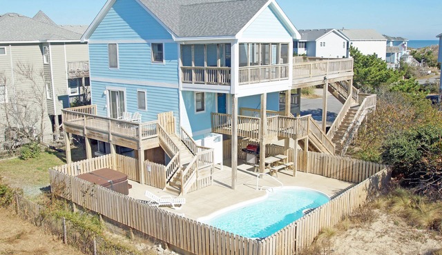 OS628- 4 Br. Oceanside with Pool, Hot tub, and Short walk to beach!