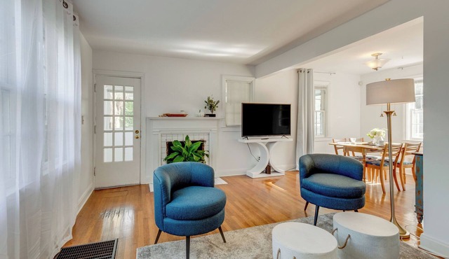 Our cozy stone cottage is a wonderful home in a beautiful neighborhood filled with mature trees