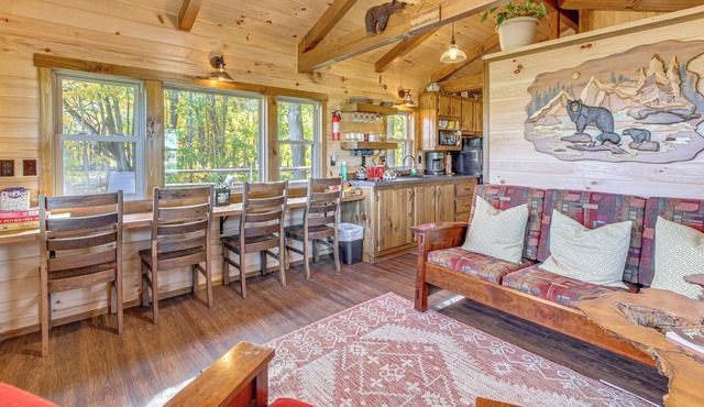 Outdoor Oasis w/Fire Pit & Dock: Galion Log Cabin