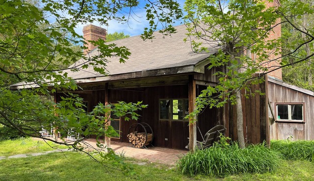 Outrange at Blue Heron Farm. Pet friendly cabin at waterfront farm!