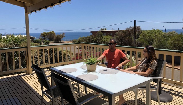 Overlooks a beautiful beach.