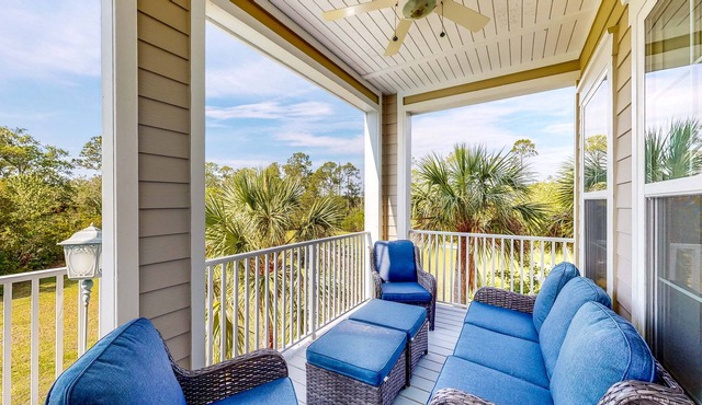 Palm-lined Home, Dock Access, Firepit, & Balconies