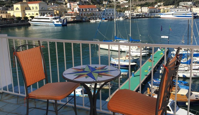 Panorama from Postcard sea view apartment in the port of Ischia in Ischia