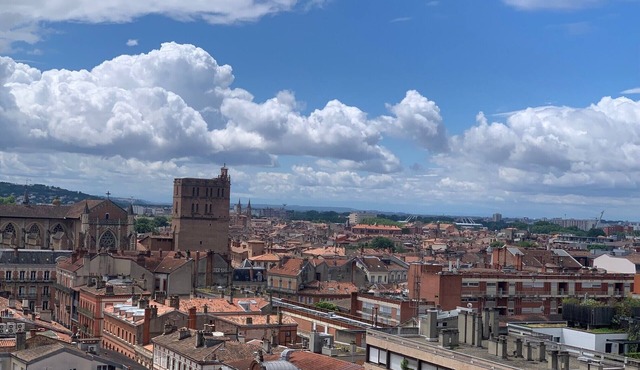 Panoramic downtown rooftop