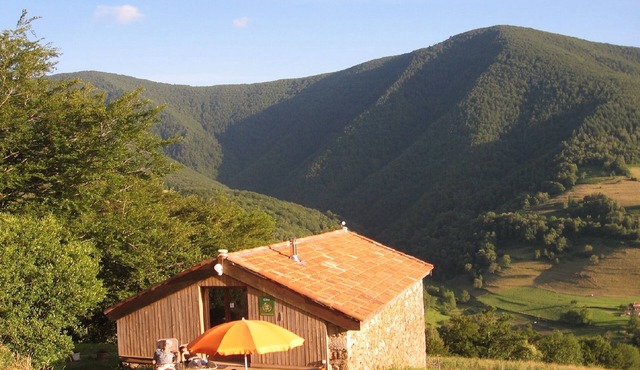 Panoramic view, isolated in the mountains, eco-renovation