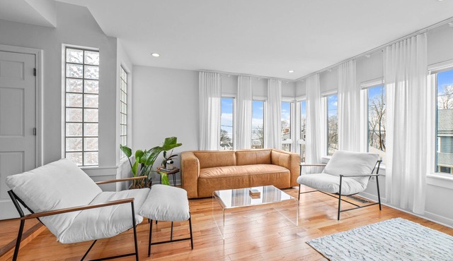 Panoramic views, steps to the water, 7 minute walk to private beach.