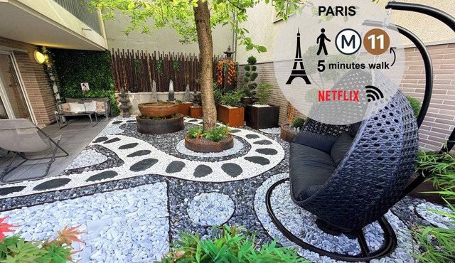 Paris - Cosy luxury 30m² with Japanese garden - Near metro station