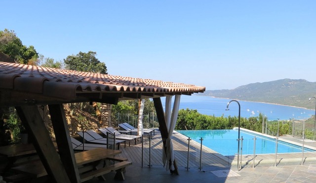 Part of villa pool pool house sea view South Corsica