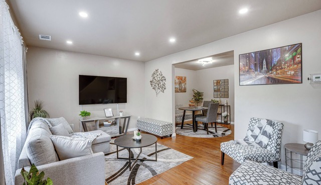 Patio + Fire Pit: Central Willow Grove Home